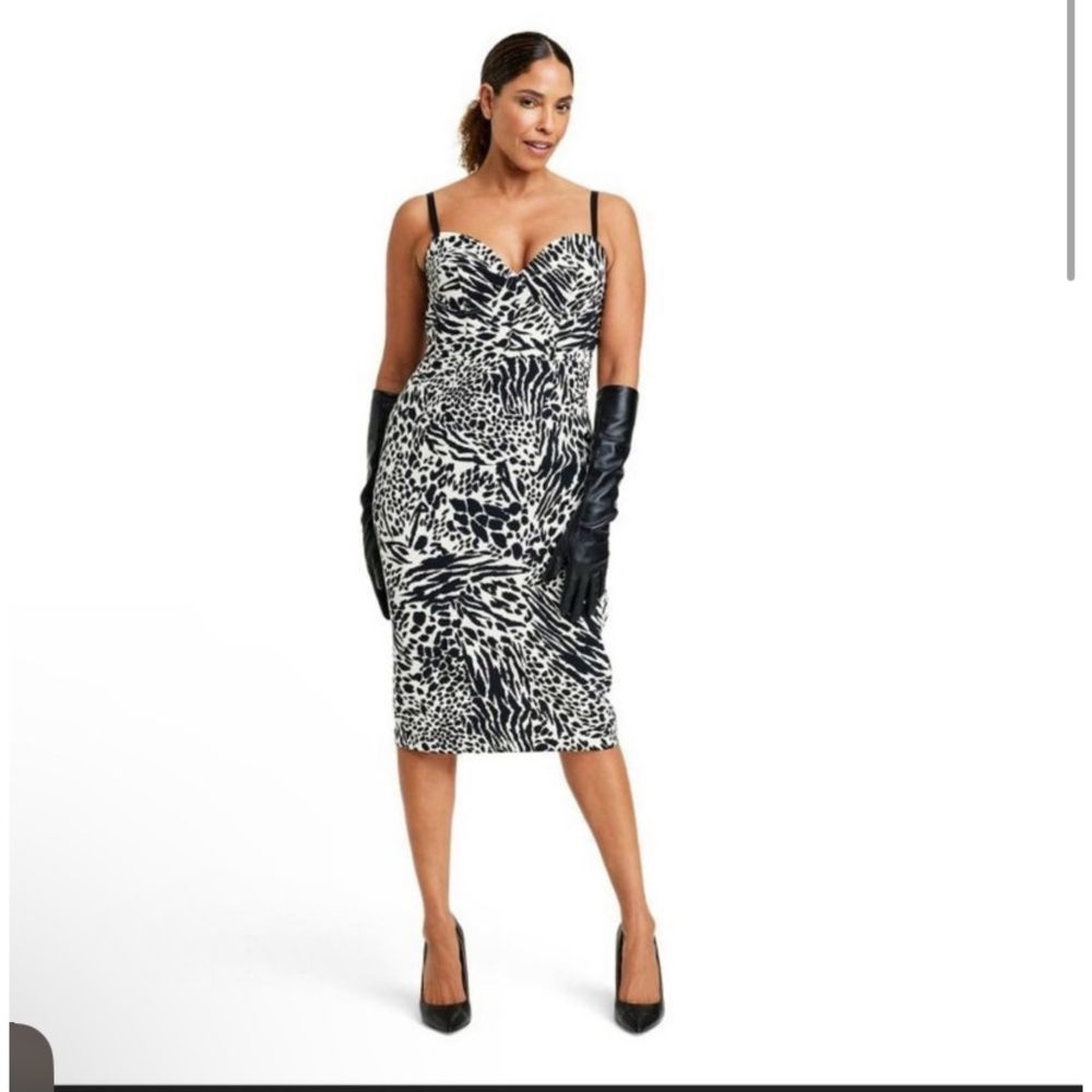 ✨Sergio Hudson x Target Animal Print Bustier Midi Dress✨ NWOT